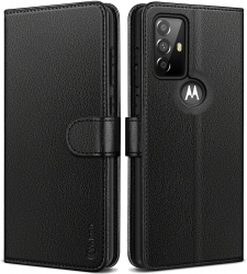 Vakoo Premium Leather Moto G Power 2022 Case, Moto G Pure Case [Extreme Workmanship] [Card Holder] [Kickstand] Wallet Flip Protective Phone Case for Motorola Moto G Power 2022 / Moto G Pure 6.5" Black
