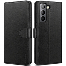 Vakoo Samsung S21 Case, S21 Case with RFID Blocking, Wallet Leather Flip Shockproof Protective Samsung S21 Case for Samsung Galaxy S21, Black