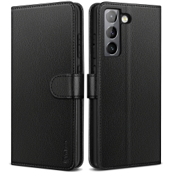 Vakoo Samsung S21 Case, S21 Case with RFID Blocking, Wallet Leather Flip Shockproof Protective Samsung S21 Case for Samsung Galaxy S21, Black