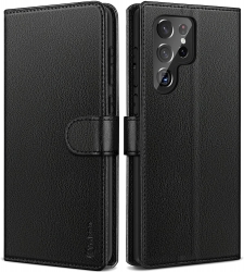 Vakoo Samsung Galaxy S22 Ultra Wallet Case [S-Pen Fully Compatible] [Slim + Durable] Luxury Leather Flip Case with Card Holder Kickstand Shockproof Phone Cover for Samsung S22 Ultra 5G 6.8" (2022)