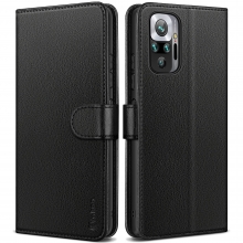 Vakoo Wallet Series Phone Case for Xiaomi Redmi Note 10 Pro/Xiaomi Redmi Note 10 Pro Max Case - with RFID Blocking (Black)