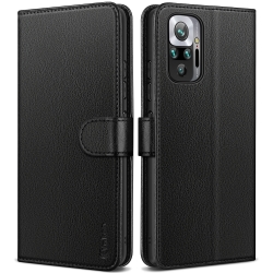 Vakoo Wallet Series Phone Case for Xiaomi Redmi Note 10 Pro/Xiaomi Redmi Note 10 Pro Max Case - with RFID Blocking (Black)