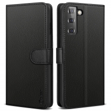 Vakoo Wallet Series Phone Case Compatible with Samsung Galaxy S21 Plus Case - with RFID Blocking (Black)