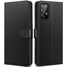 Vakoo Wallet Series Phone Case Compatible with Samsung Galaxy A52 Case - with RFID Blocking (Black)