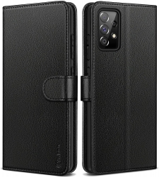 Vakoo Premium Leather Samsung Galaxy A52 Case, Galaxy A52S Case [Extreme Workmanship] [Card Holder] [Kickstand] Wallet Flip Protective Phone Case for Samsung Galaxy A52 4G/5G/A52S 5G Black
