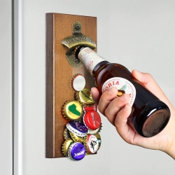 Bottle Opener Wall Mounted, Unique Gifts for Men Boyfriend Dad Husband, Vakoo Wooden Magnetic Beer Bottle Opener for Fridge, Cool Stuff Gadgets