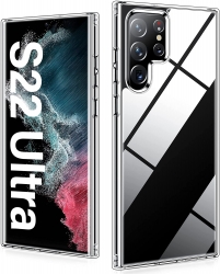 Samsung Galaxy S22 Ultra Case - Vakoo Diamond Clear [25X Anti-Yellowing] [Powerful Anti-Drop Protection] Slim Thin Hard PC Back Cover, Silicone Shockproof Phone Case for Galaxy S22 Ultra 6.8 inches