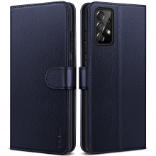 Vakoo Phone Case for Samsung Galaxy A52 5G Smartphone, Leather Wallet Flip Cover Compatible with Samsung A52 Case with RFID Blocking - blue