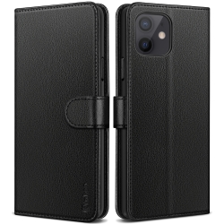 Vakoo Wallet Series Case Compatible with iPhone 12 Mini - with RFID Blocking - Black