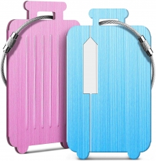 Luggage Tags for Suitcases, Vakoo 4-Pack Bright Baggage Tag Set with Partial Privacy Cover Name ID Card Label & Stainless Steel Loop for Secure Fastening