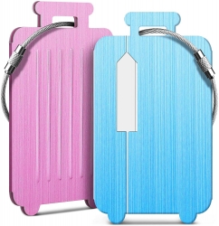 Luggage Tags for Suitcases, Vakoo 4-Pack Bright Baggage Tag Set with Partial Privacy Cover Name ID Card Label & Stainless Steel Loop for Secure Fastening