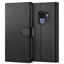 Vakoo Wallet Series Phone Case for Samsung Galaxy S9 Mobile Phone, Leather Flip Cover for Samsung S9 Case - Black