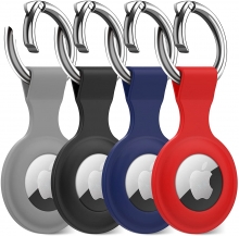 Airtag Keychain, Vakoo Airtag Holder 4 Pack, Soft Silicone Airtags Case Tracker Cover with Airtag Key Ring Compatible with Apple New AirTag (Multi-Color)