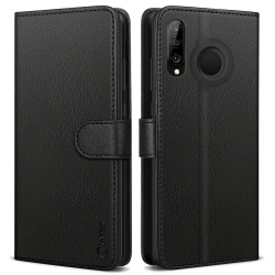 Vakoo Wallet Series Case Compatible with Huawei P30 Lite/Huawei P30 Lite New Edition - Black