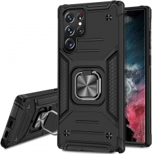 Vakoo Armor Series Samsung Galaxy S22 Ultra Case, [10FT Mil-Grade Drop Protection] [with 360° Rotating Ring Holder] Shockproof Protective Phone Case Cover for Samsung Galaxy S22 Ultra 5G - Black