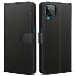 Vakoo Wallet Series for Samsung Galaxy A12 Case, Leather Flip Cover for Samsung A12 Phone Case with RFID Blocking - Black