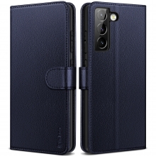 Vakoo Mobile Phone Case for Samsung Galaxy S21 Leather Protective Case Compatible with Samsung S21 5G Case with RFID Protection, blue