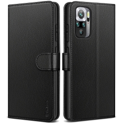 Vakoo Wallet Series Phone Case for Xiaomi Redmi Note 10S/Xiaomi Redmi Note 10 4G - with RFID Blocking, Black