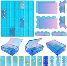 Vakoo Domino Molds for Resin Casting, Resin Domino Mold Set, Domino Mold and Domino Box Mold for DIY Personalized Dominoes, Dominoes Game Silicone Molds Set